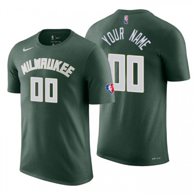 Milwaukee Bucks Custom Green Men's Nike 2021 22 NBA 75th Anniversary Diamond T Shirt